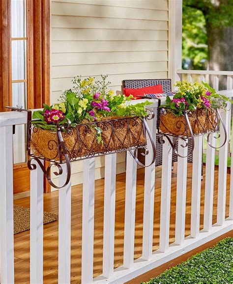 black metal window flower boxes|deck railing window boxes.